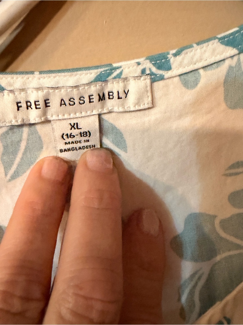 Free Assembly White dress with Teal Floral Print